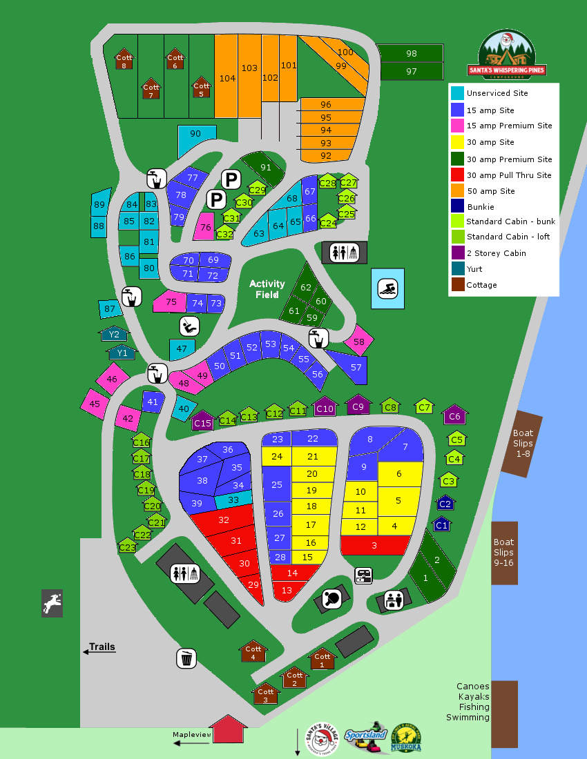 Santa’s Whispering Pines Campground campground map